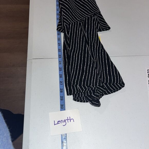 Mango Women’s Black Striped Jump Suit Romper S Shorts Zip Club Casual Fun Funky - Picture 8 of 9